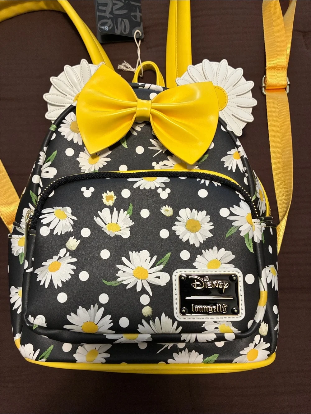 Disney Daisy Print Minnie Loungefly with Yellow Bow